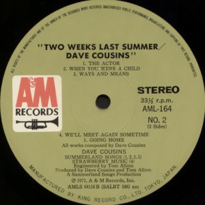 Two Weeks Last Summer Jap side 2 label